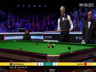 斯诺克英锦赛正赛16进8轮次 尼尔·罗伯逊6-1吴宜泽 20251203